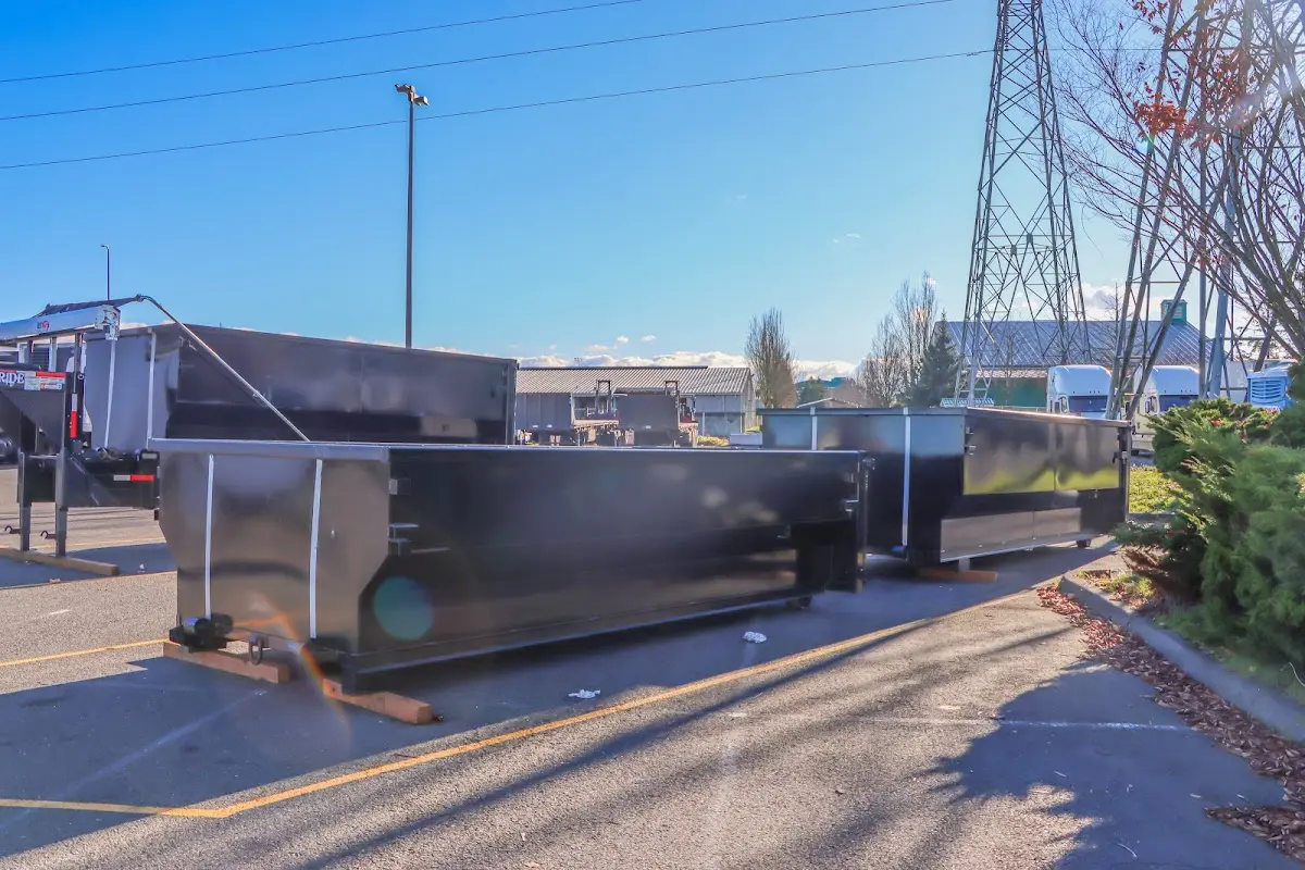 Roll-off dumpster ready for waste disposal at job site for Estate Cleanout Dumpster Rental in Orting